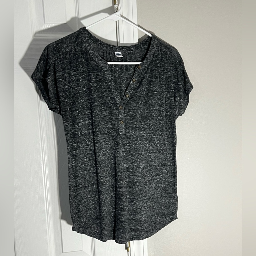 Dark Gray Half Button Up T